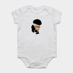 Afro Hair Woman with African Pattern Headwrap Baby Bodysuit